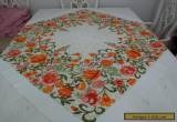 VINTAGE BARKCLOTH SQUARE TABLECLOTH>RETRO>1960's124 cms Square>GOOD COND for Sale