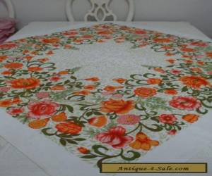 Item VINTAGE BARKCLOTH SQUARE TABLECLOTH>RETRO>1960's124 cms Square>GOOD COND for Sale