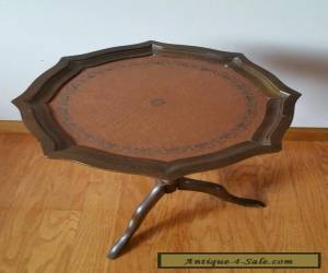 Item Vintage Leather Top Plant Stand Side End Table for Sale